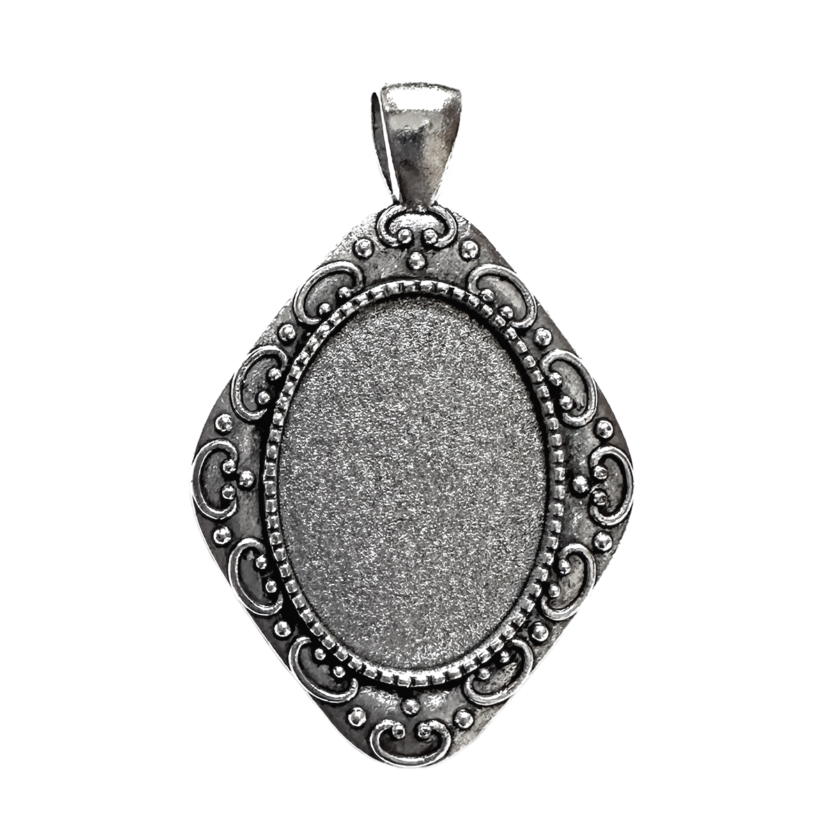 Rhombus Cabochon Pendant Cast Zinc Antique Silver Finish X Mm