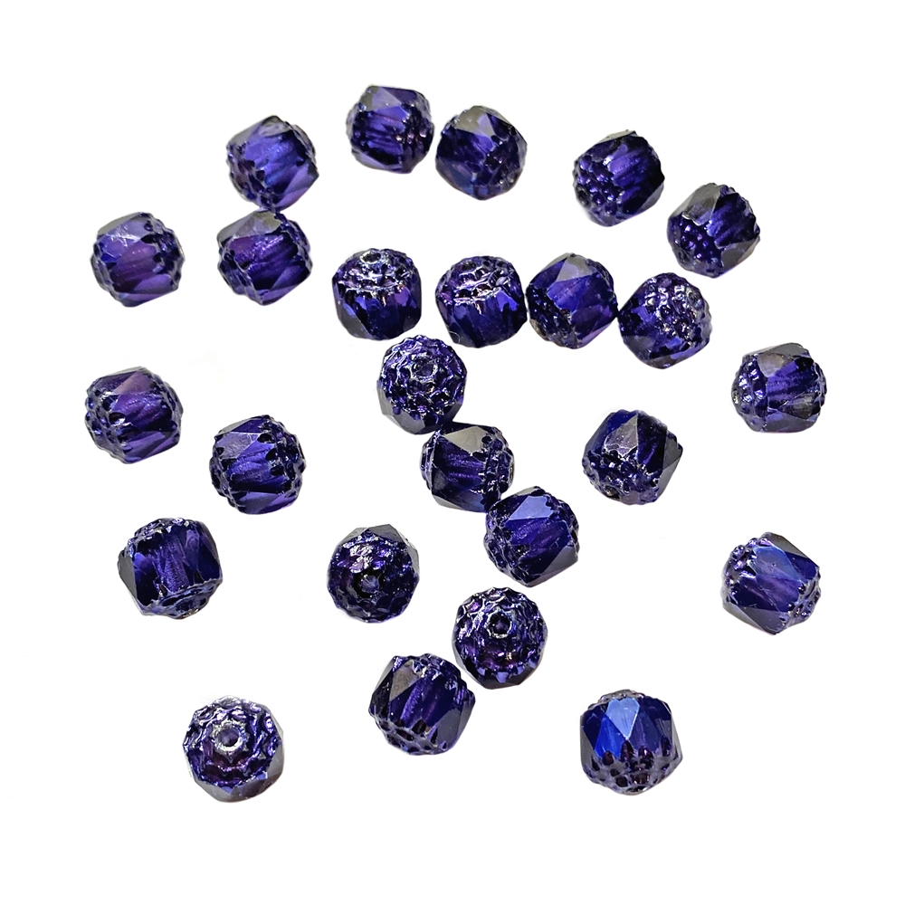 Cobalt Purple Cathedral Beads Glass Beads Glass 8mm Beads Drilled Czech Glass Beads Us 1819