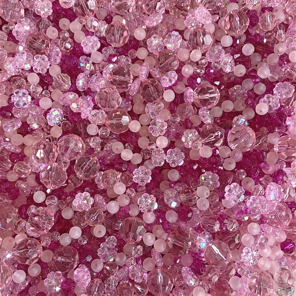 Pink Light, Pink Bead Mix, Frosted Beads, Acrylic Beads, Designer Bead 