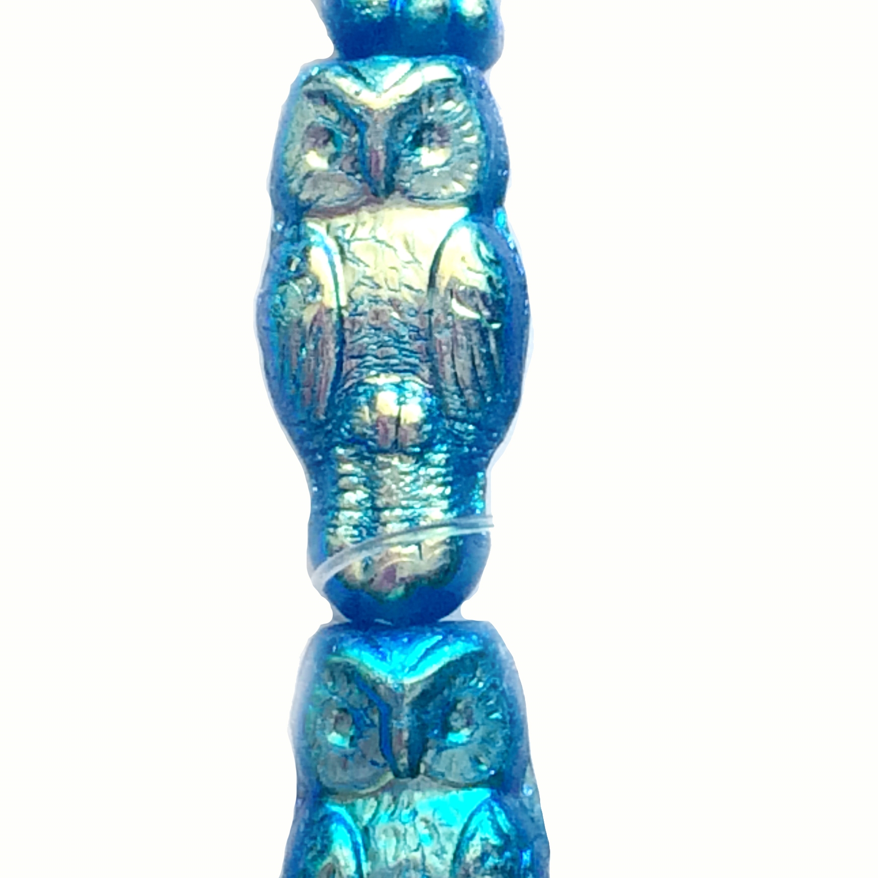 Owl Beads Czech Glass Beads Indigo Blue Beading Supplies 03364