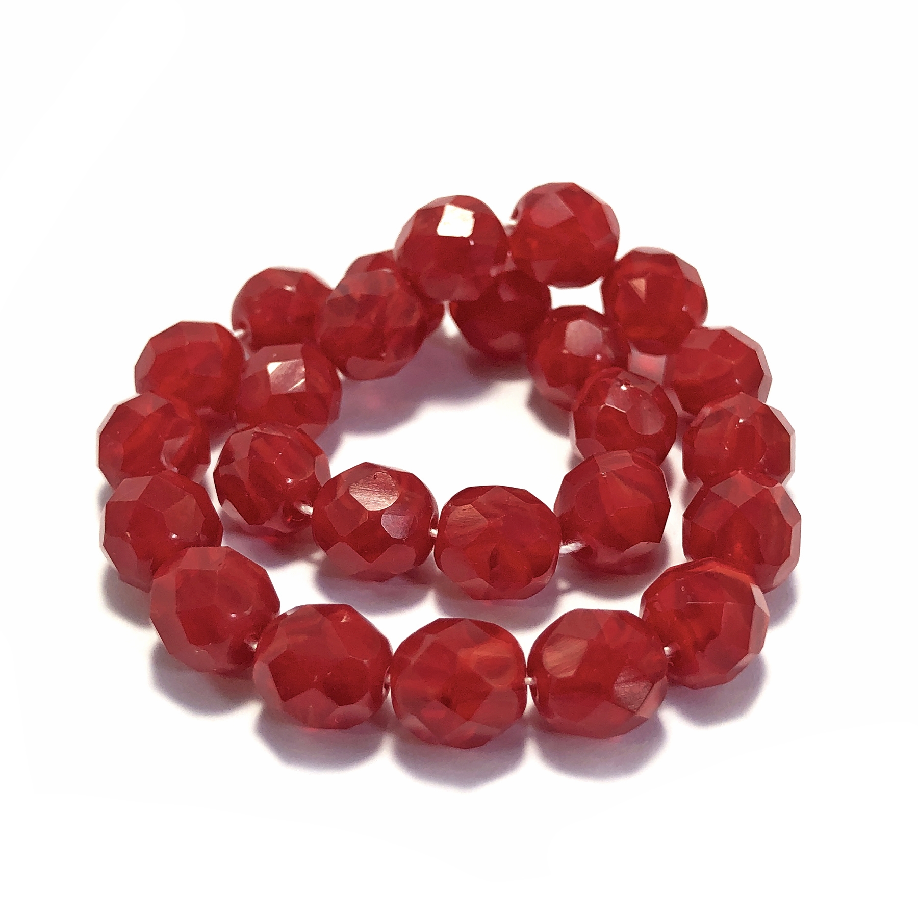 red opal glass beads, fire polished beads, red opal fire polished glass ...
