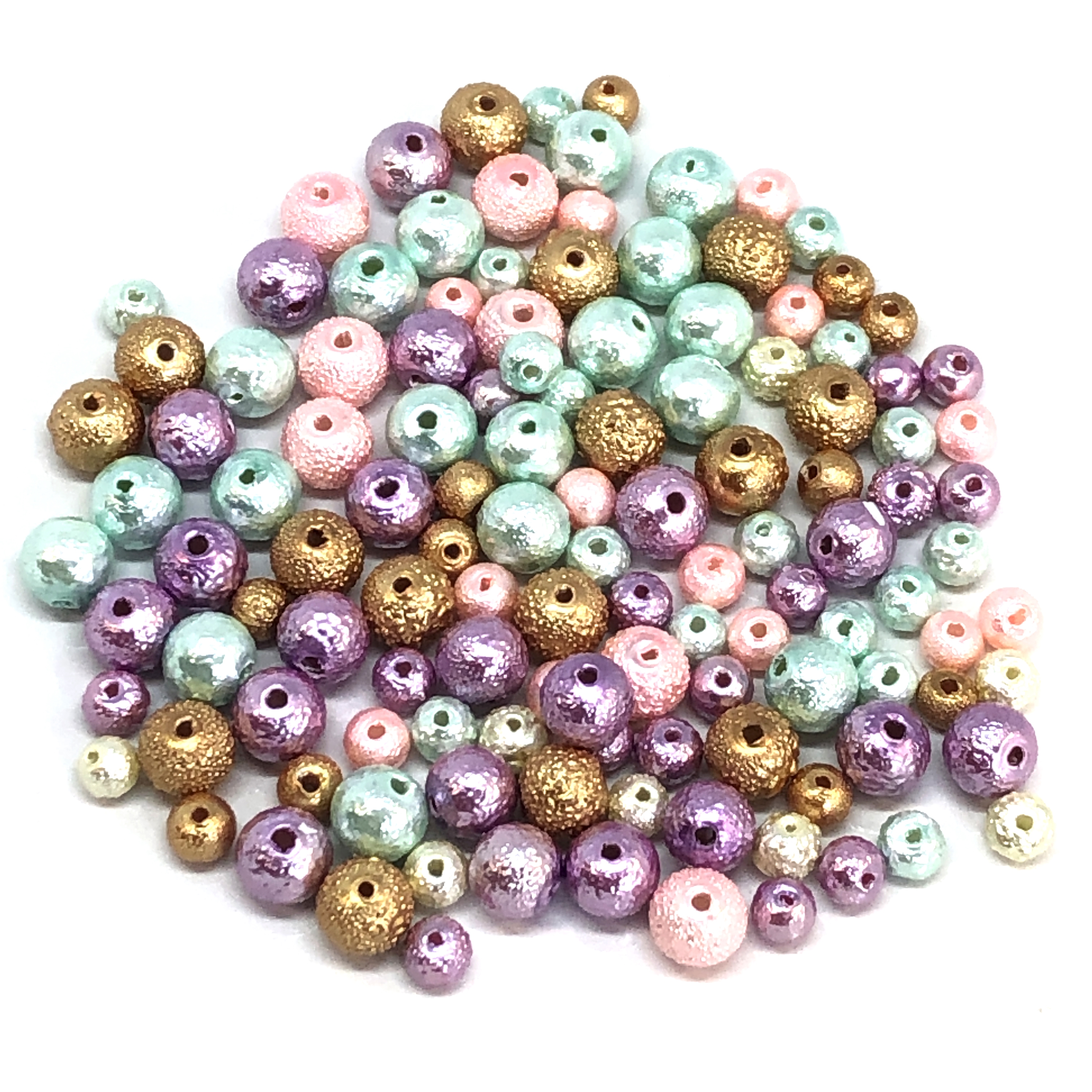 cotton pearls, pastel beads, bead mix, 0713, multicolor beads