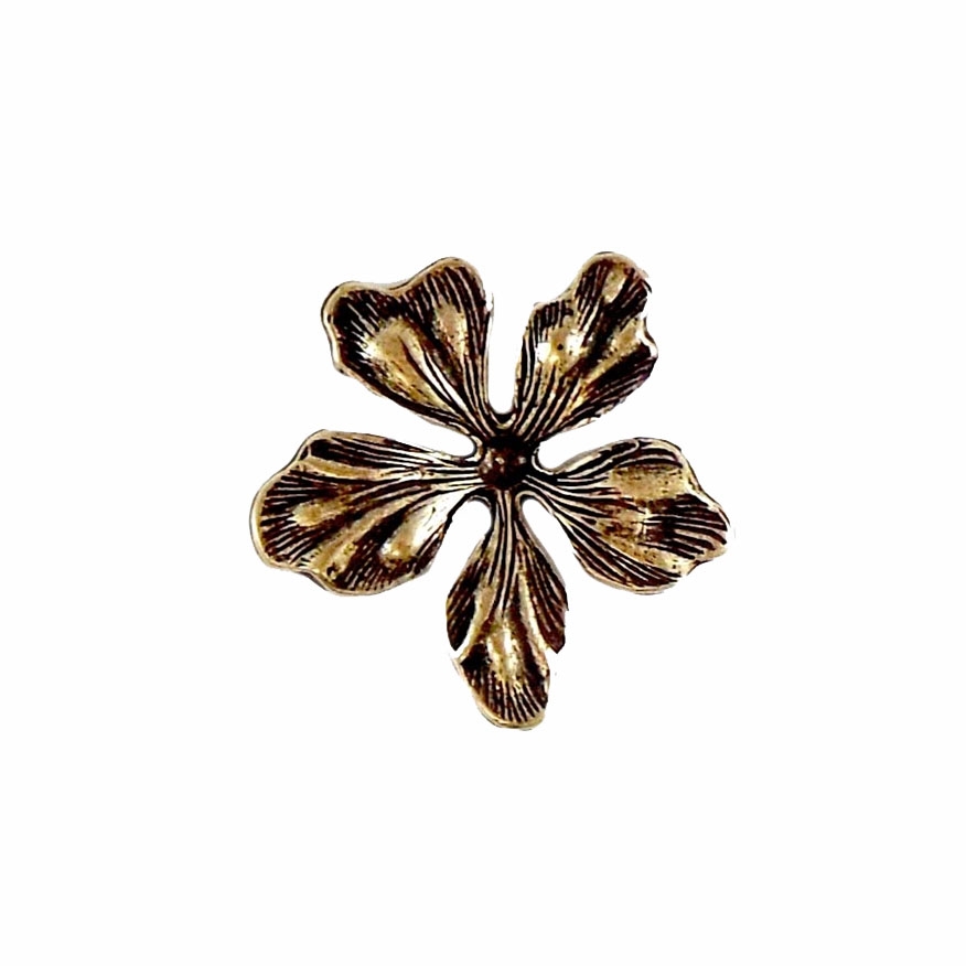 dogwood style flower, antique brass, brass stamping, dogwood leaves ...