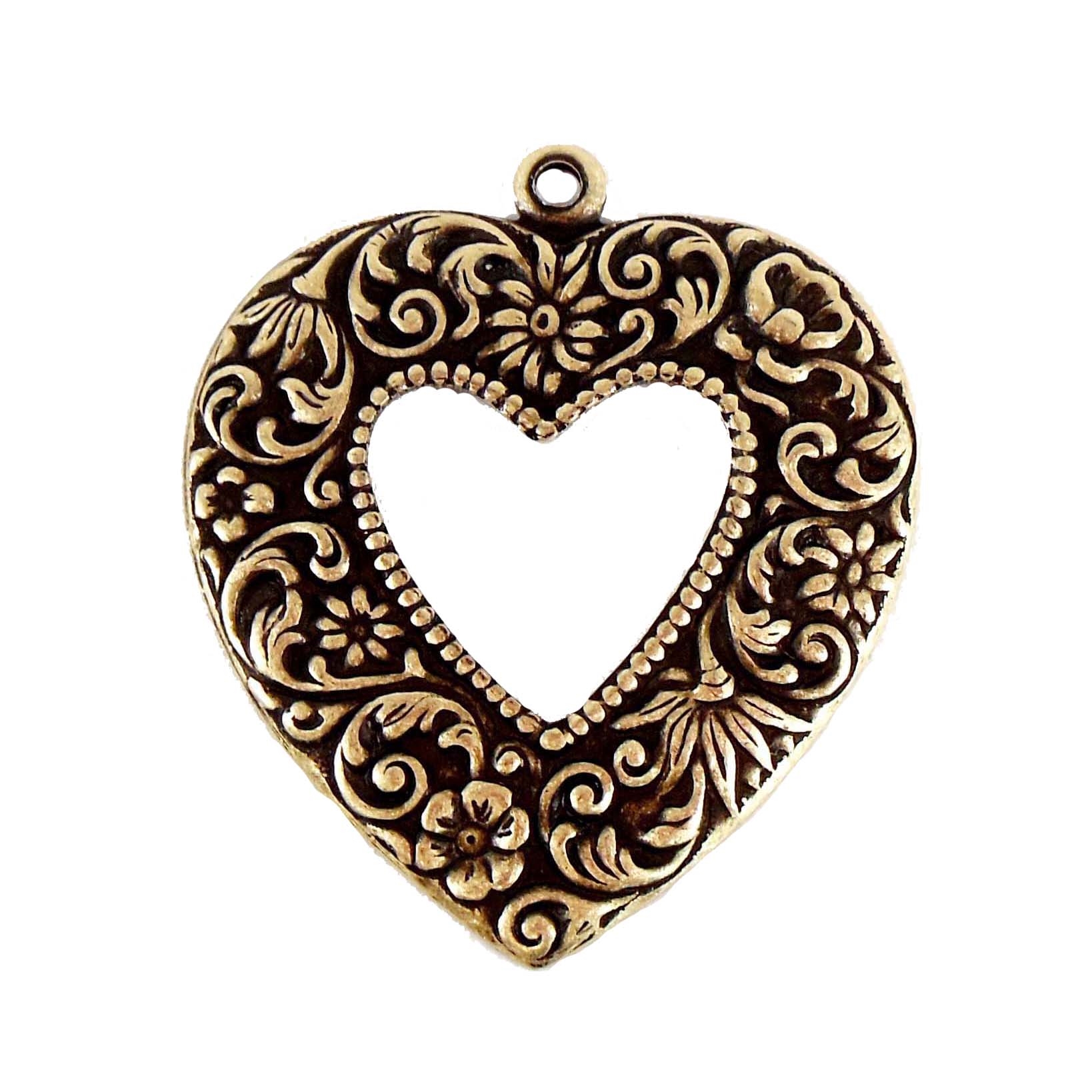 brass heart charms