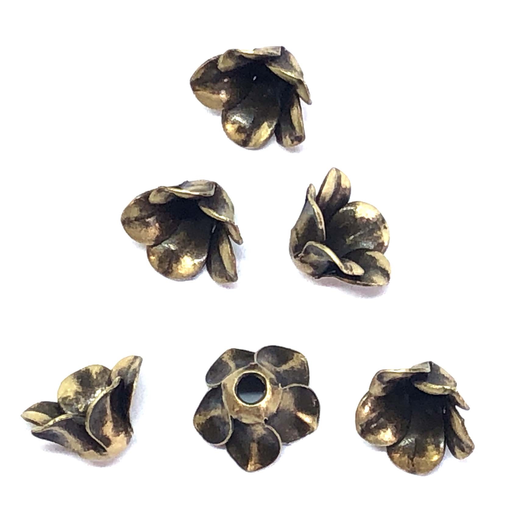 bead caps, brass flower caps, brass ox, 08084, flower caps, Us made ...