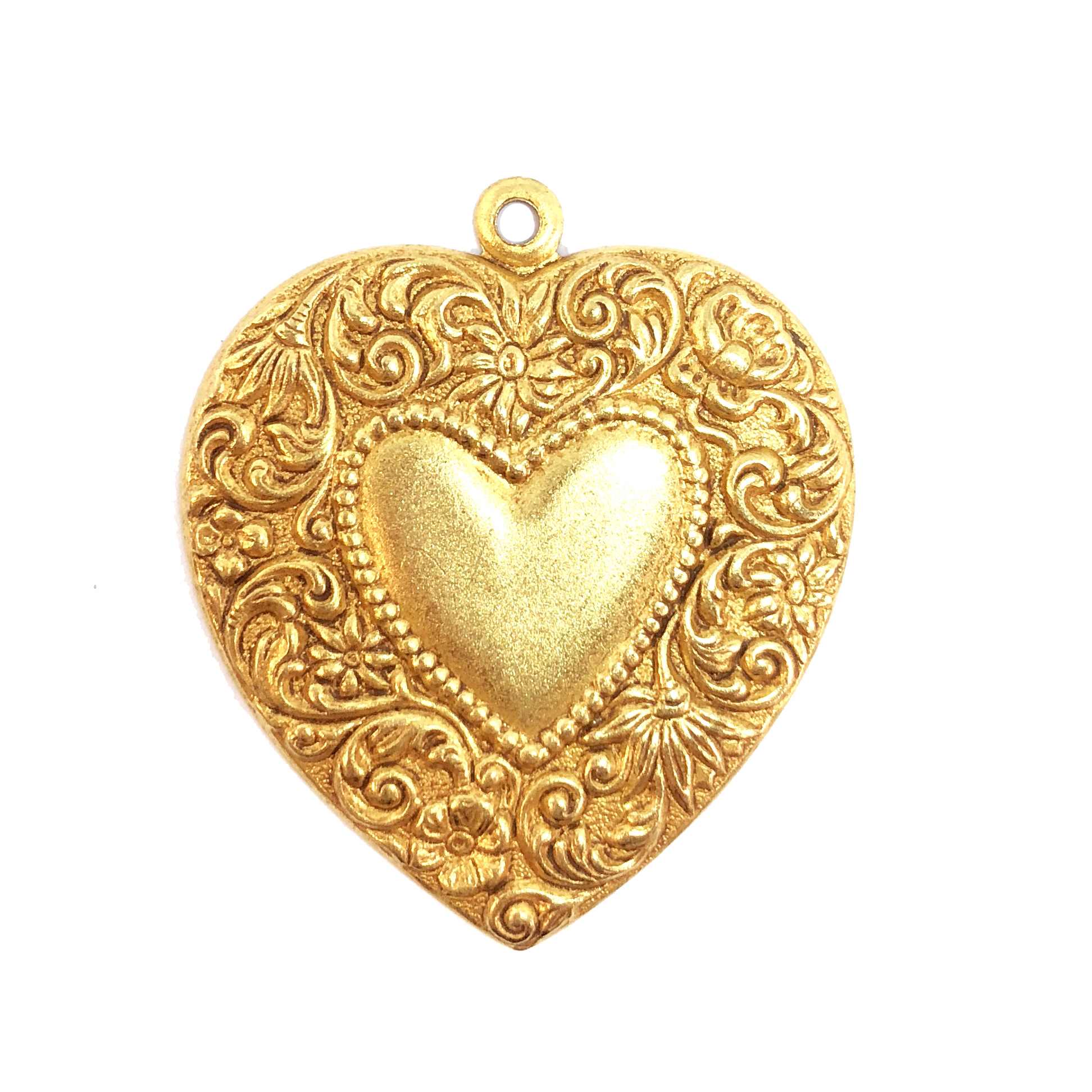 brass heart charms