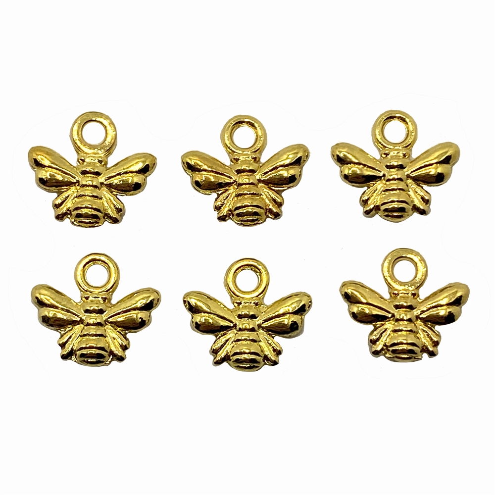 Gold Tone Bee Charms Zinc Castings Vintage Jewelry Supplies Insect Charms Charm