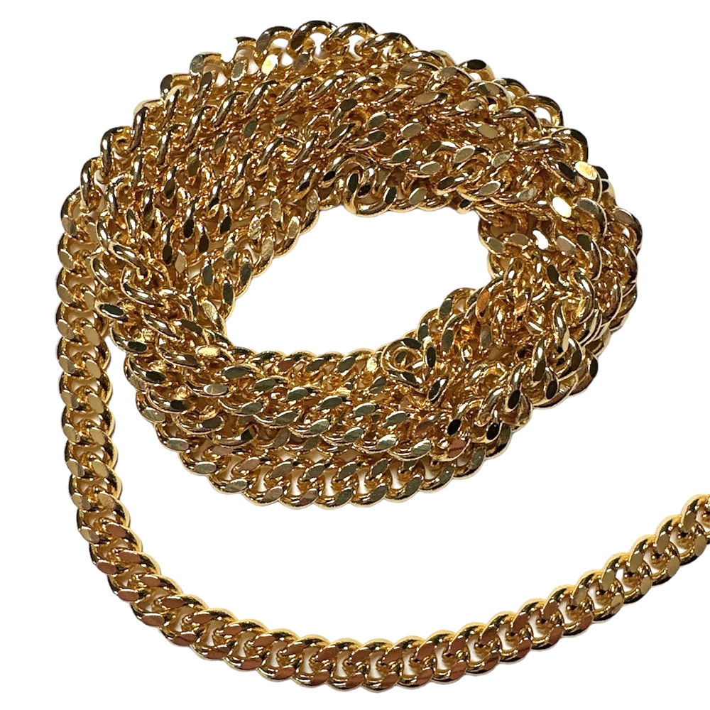 Diamond Cut Cuban Curb Chain, Curb Chain, 18K Gold Plated Chain, Cuban ...