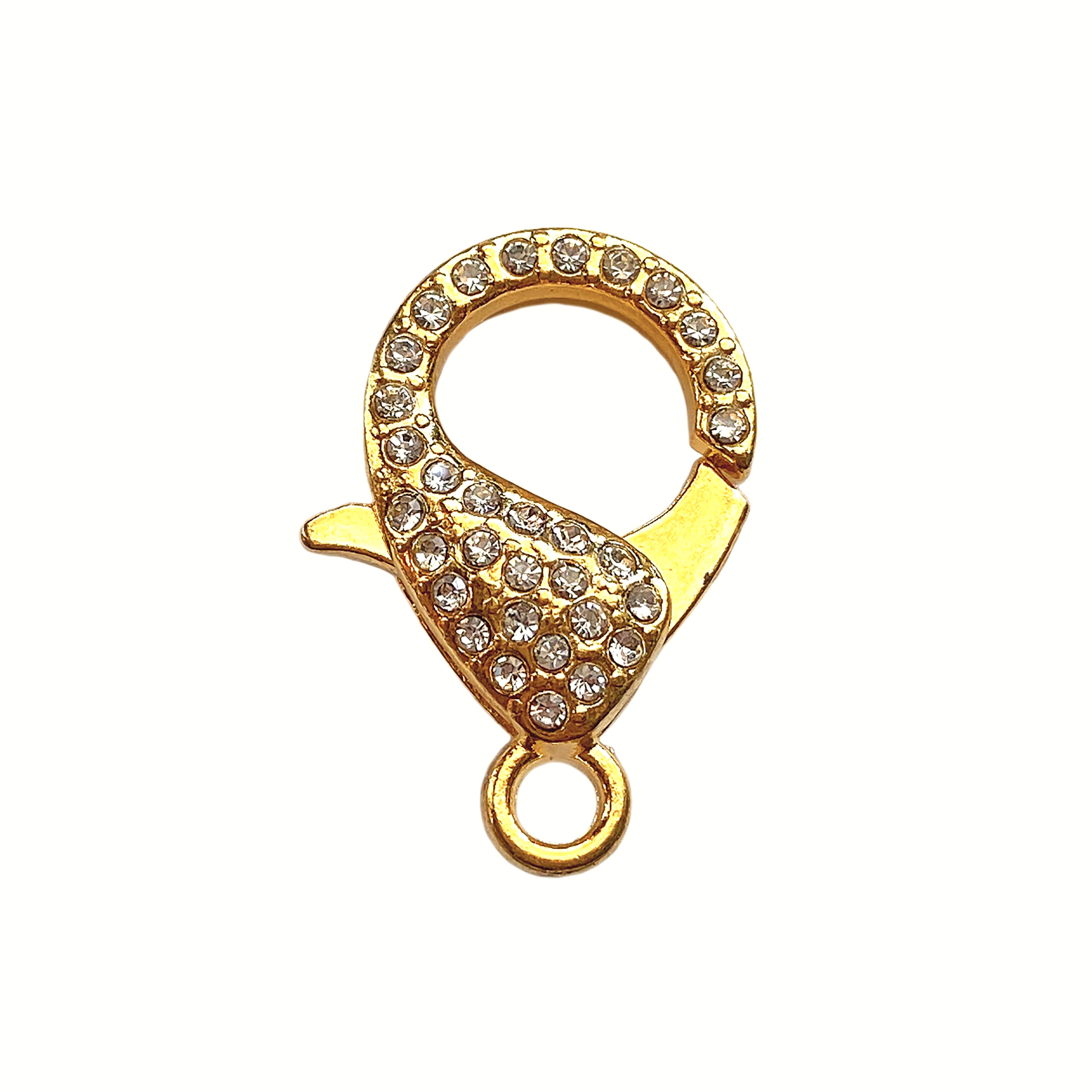 large rhinestone lobster claw clasp, goldtone, clasp, gold clasp ...