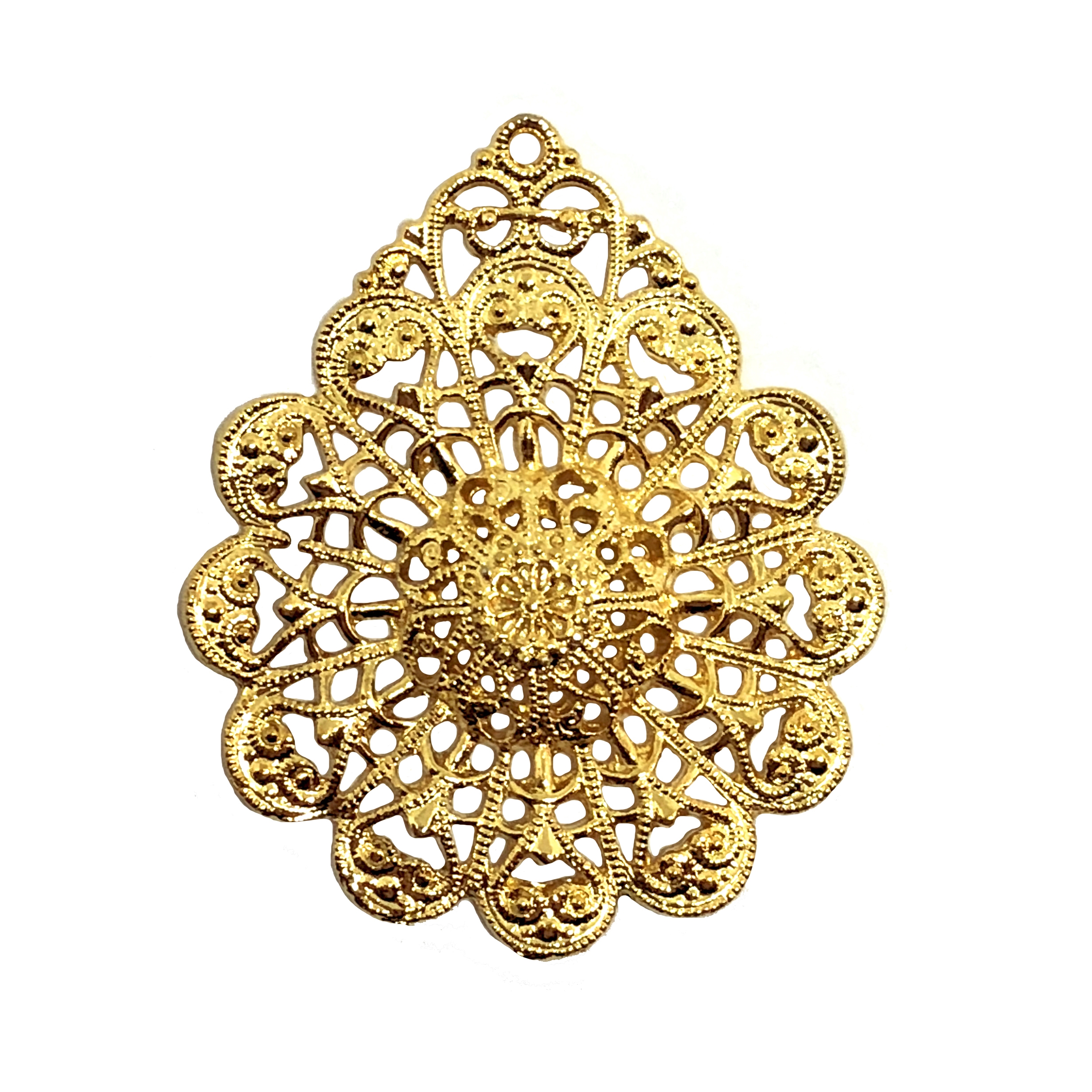 Filigree Flower Pendant, 22k Gold Finish Pewter, B'sue By 1928, Jewelry 