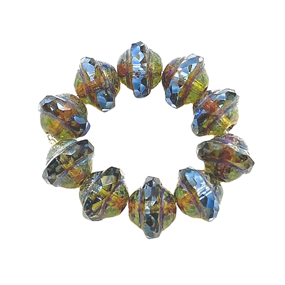 Lot of 25 Czech glass leaf beads - 10 x 8mm - center drilled