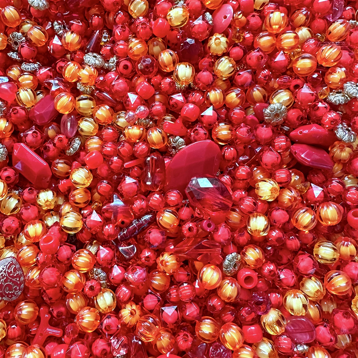 Flame Bead Mix Acrylic Beads Red Beads Yellow Beads Vintage Beads Melon Beads Teardrop 4590