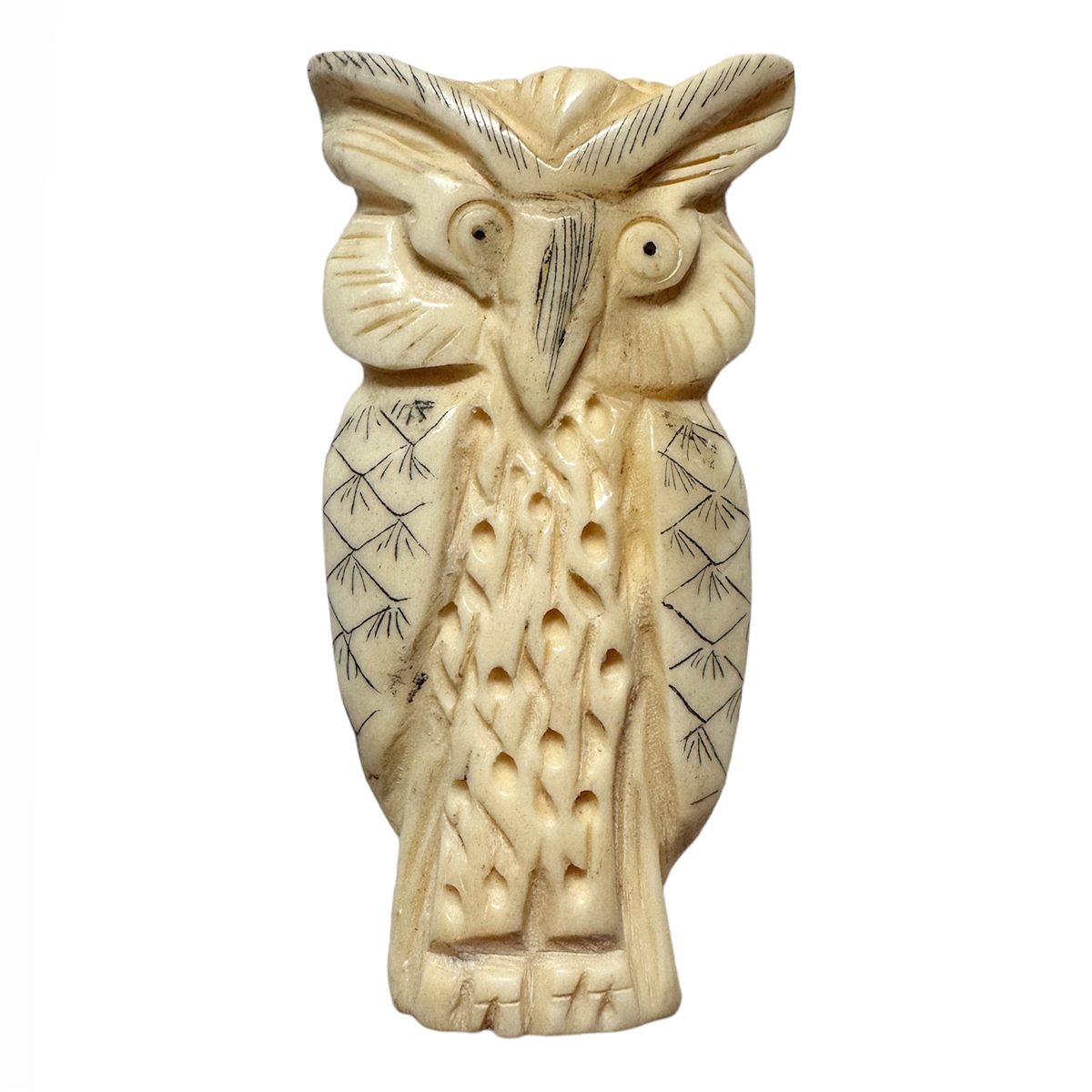 Hand Carved Bone Owl Pendant 58 x 32mm