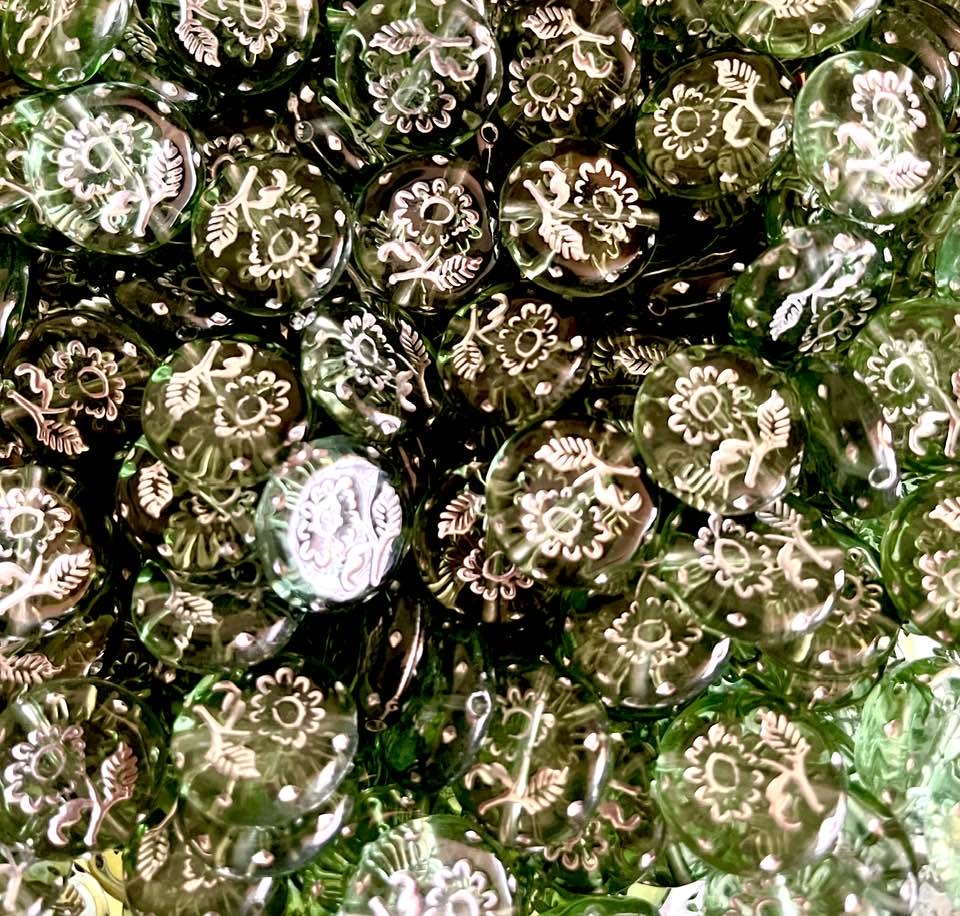 sea green beads, sandy brown mix beads, 5x7mm beads, teardrop beads, B'sue  Boutiques, Czech glass