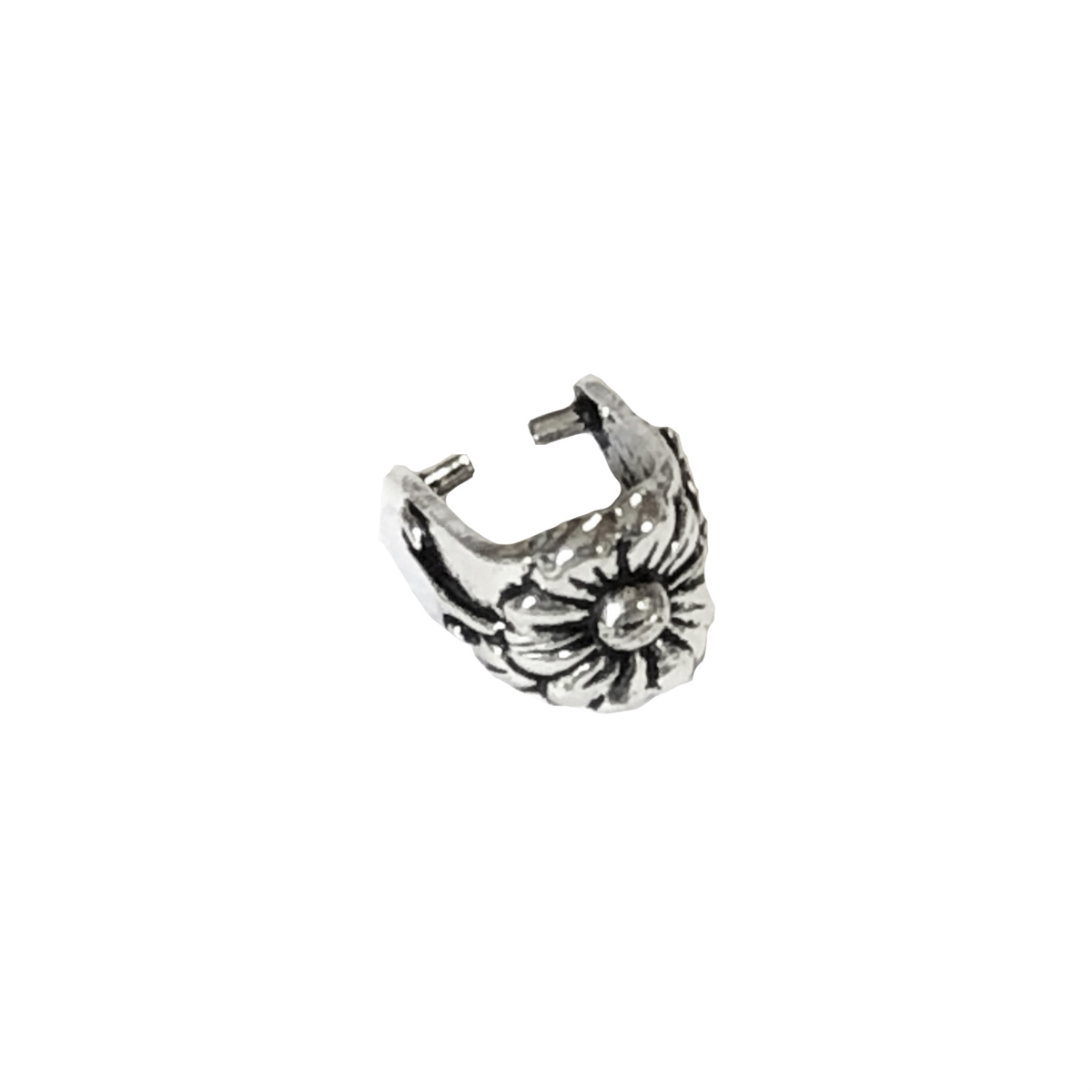 Indonesian Style Pinch Bail, Antique Silver, Bail, 04932, jewelry bail,  black antiquing, jewelry making supplies, vintage