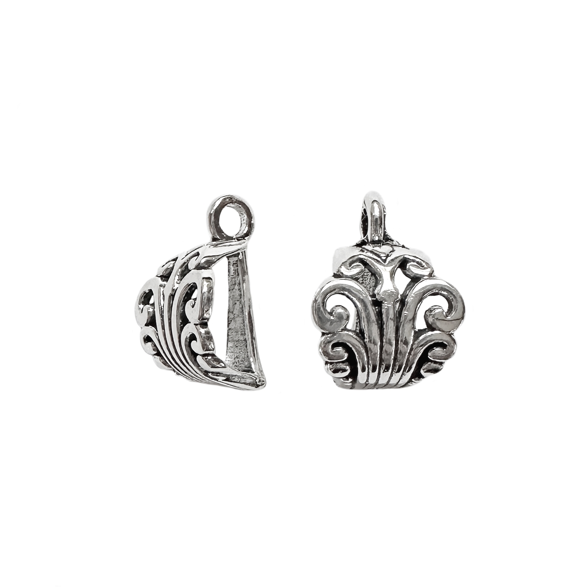 Flower Antique Silver Tube Bail, Zinc Alloy Bail, Pandora Style Bail ...