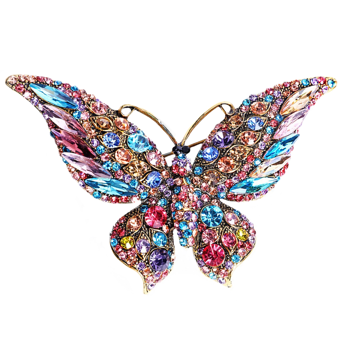 Vintage Weiss Multicolor Rhinestone Butterfly Brooch Pin & Earring buy Set