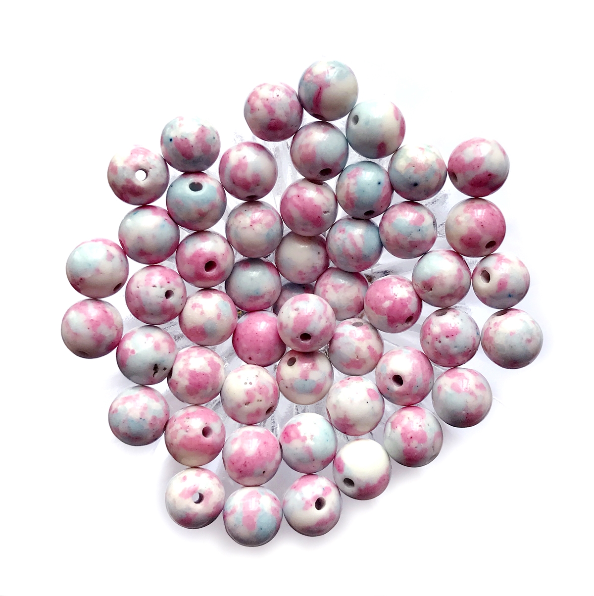 Blue Sand Stone Round 8mm Glass Beads, 45 Pieces