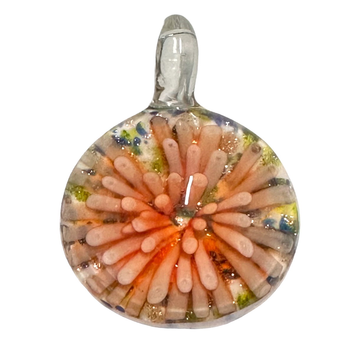 Lampwork Glass Sea Anemone Pendant 07967 Lampwork Glass Pendant Glass Pendant Orange Pendant 7963